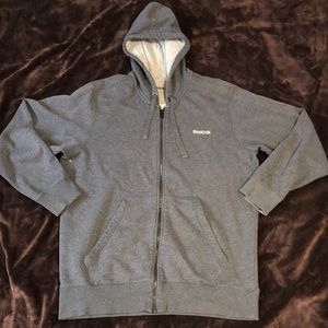 Reebok Grey Zip Up Hoodie Size XL Men’s Perfect Condition! Cozy breathable arms